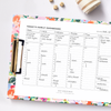 8-1/2 x 11 written on family dashboard printable page shown on a colorful clipfolio