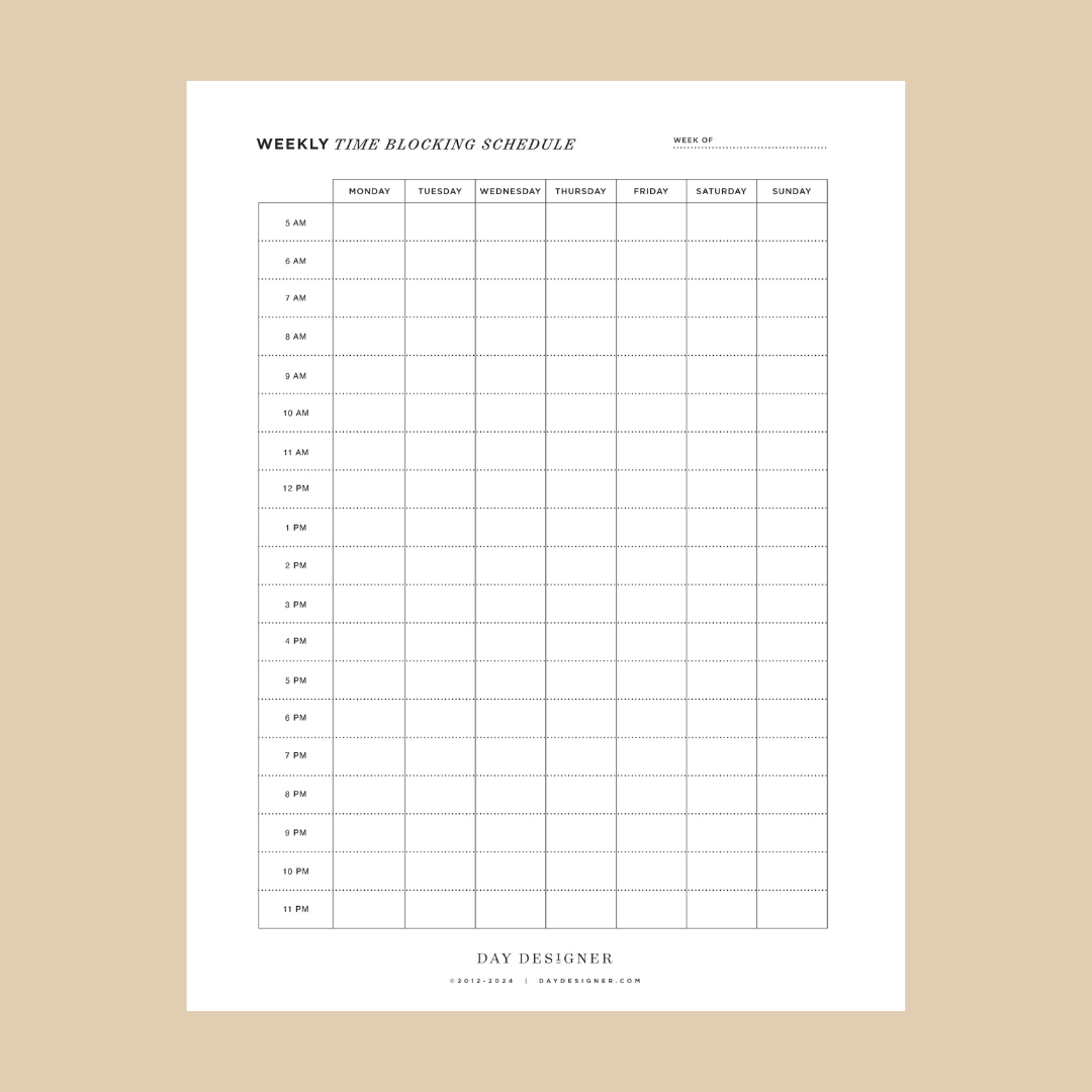 free-time-blocking-schedule-day-designer for Free Printable Time Management Worksheet Pdf Free Time Blocking Schedule | Day Designer for Free Printable Time Management Worksheet Pdf