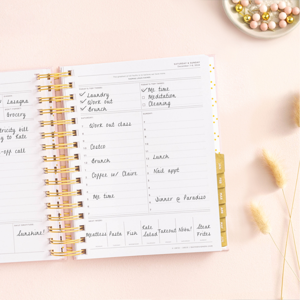 2025-26 Mini Daily Planner: Peony Bookcloth