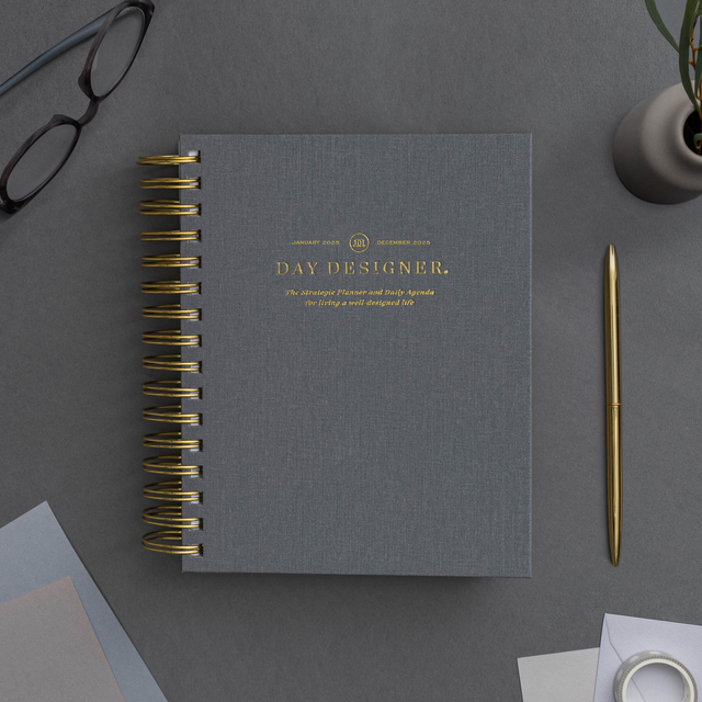 2025 Mini Daily Planner Charcoal Bookcloth | Day Designer 2025-mini-daily-planner-charcoal-bookcloth-day-designer