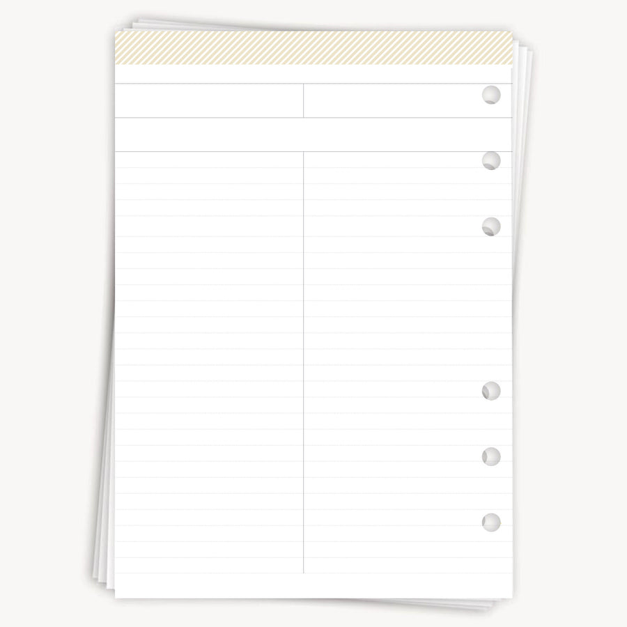 Lined notes page with header prompt