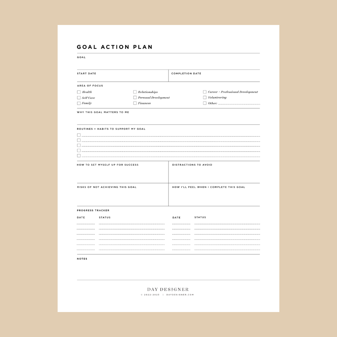 free-goal-action-plan-printable-day-designer for Free Printable Action Plan Template Free Goal Action Plan Printable – Day Designer for Free Printable Action Plan Template