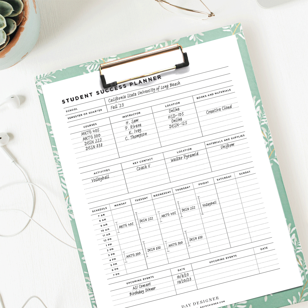 Free Student Success Planner Printable