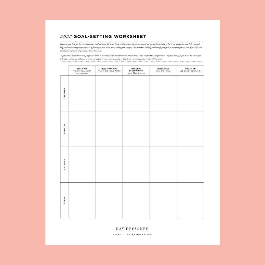 Free 2025 Goal Setting Worksheet Printable | Day Designer free-2025-goal-setting-worksheet-printable-day-designer
