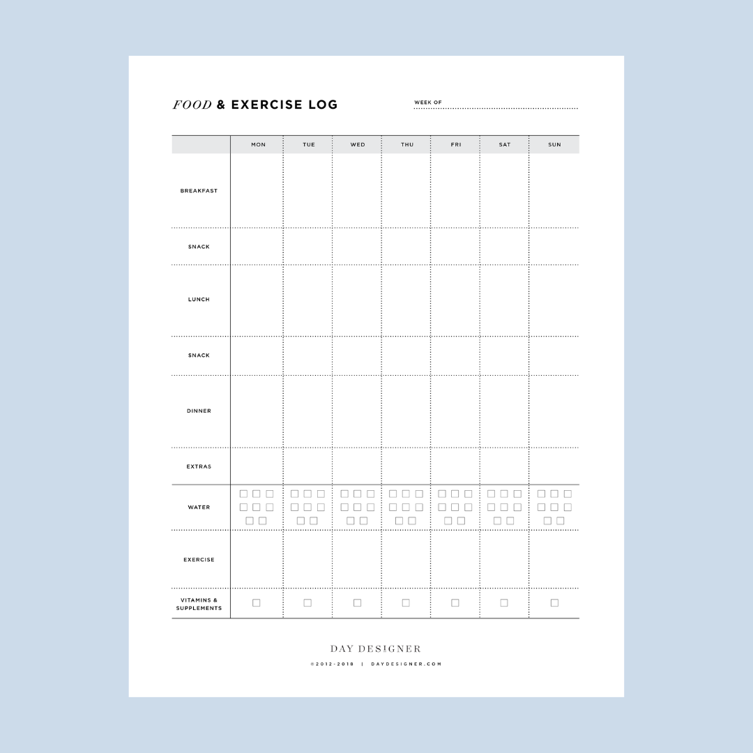 free-weekly-food-and-exercise-log-printable-day-designer for Free Food Log Templates Printable Free Weekly Food And Exercise Log Printable | Day Designer for Free Food Log Templates Printable