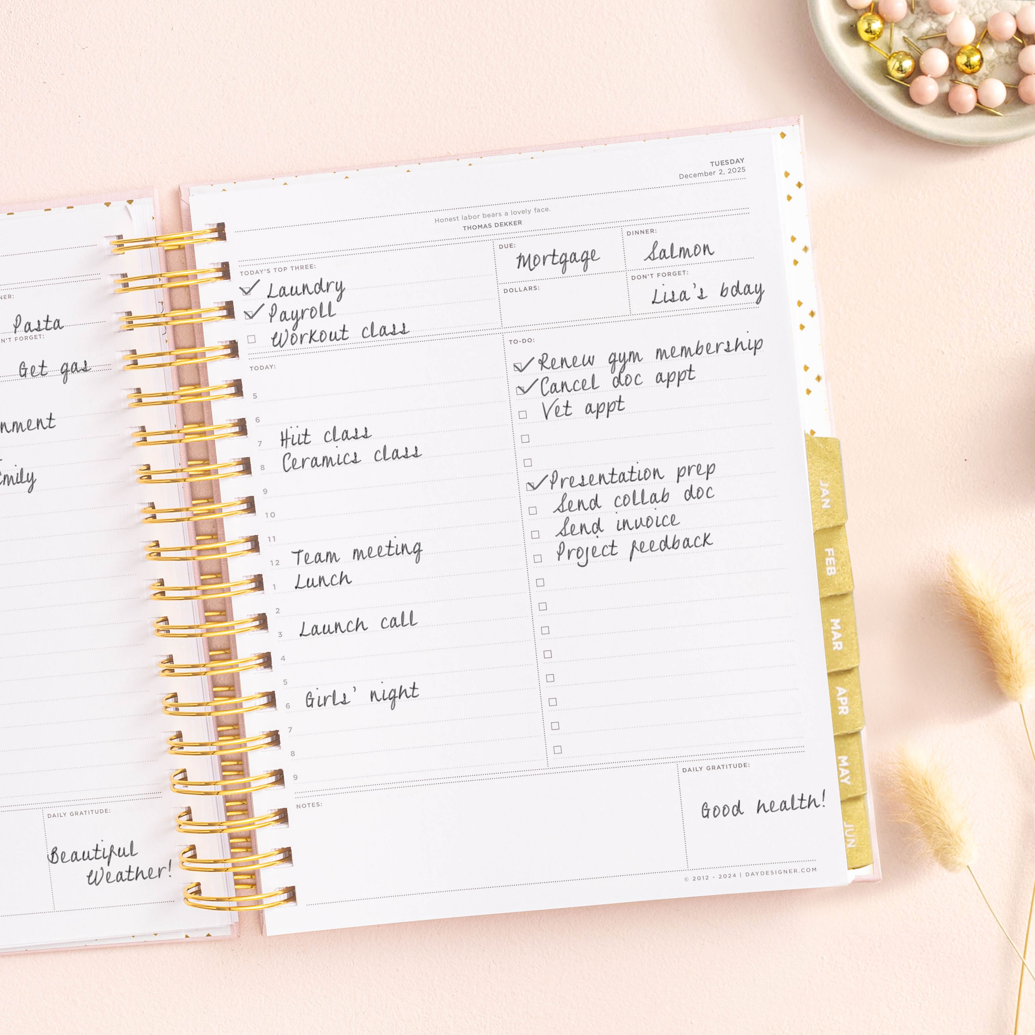 2025-26 Daily Planner: Peony Bookcloth