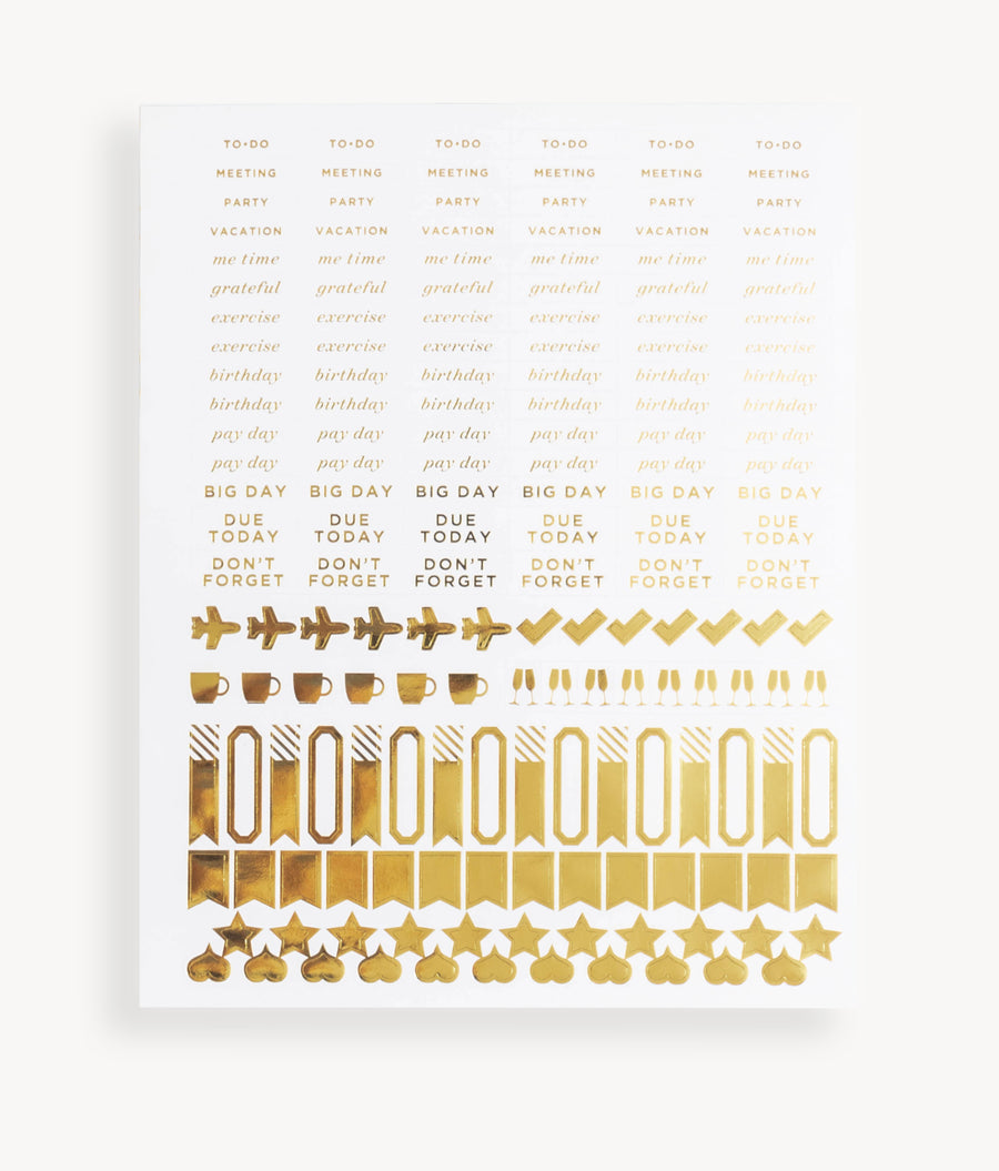 gold foil stickers assortment for full size planners