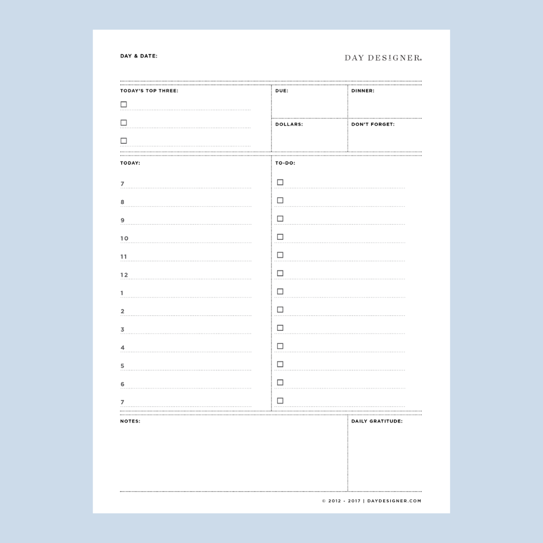 Free Printable Mini Daily Planner Page | Day Designer free-printable-mini-daily-planner-page-day-designer
