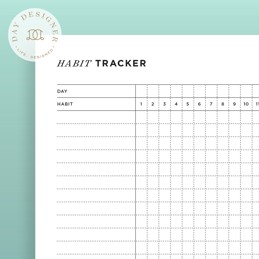 Free Habit Tracker Printable on a green background
