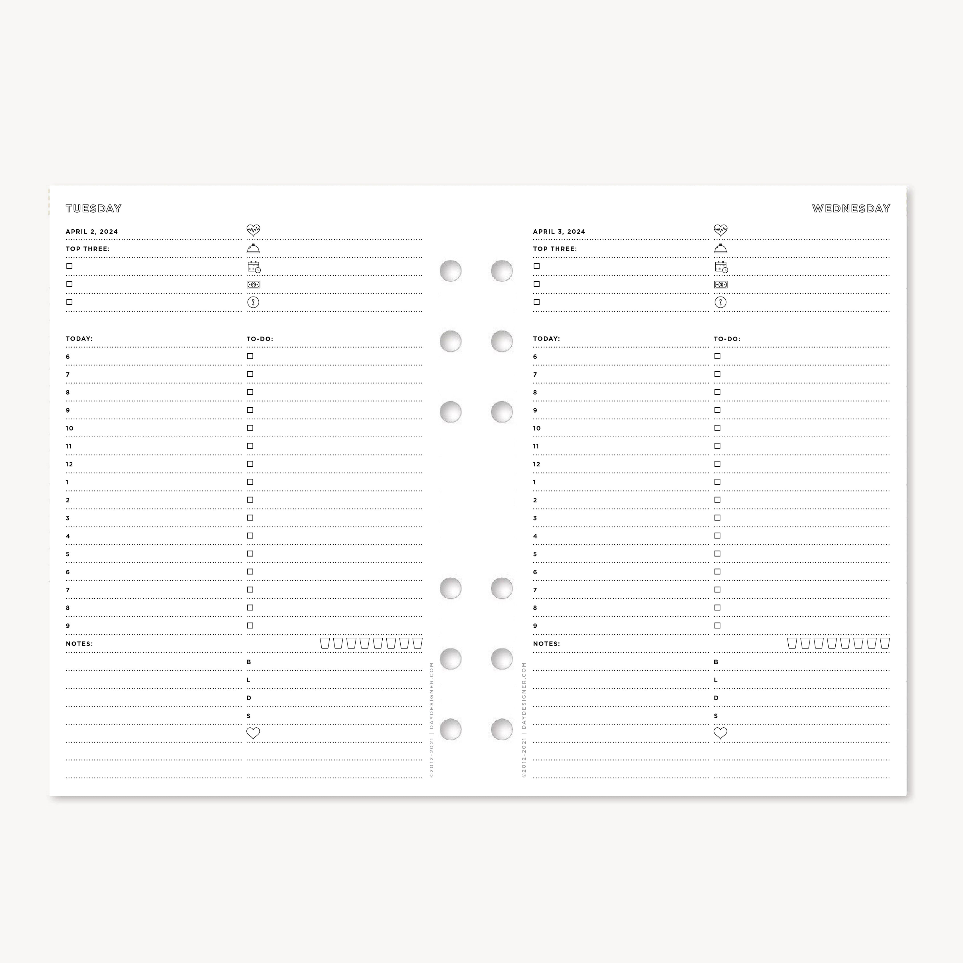 2024 WEEKLY Planner Insert Dated WO2P with Grid