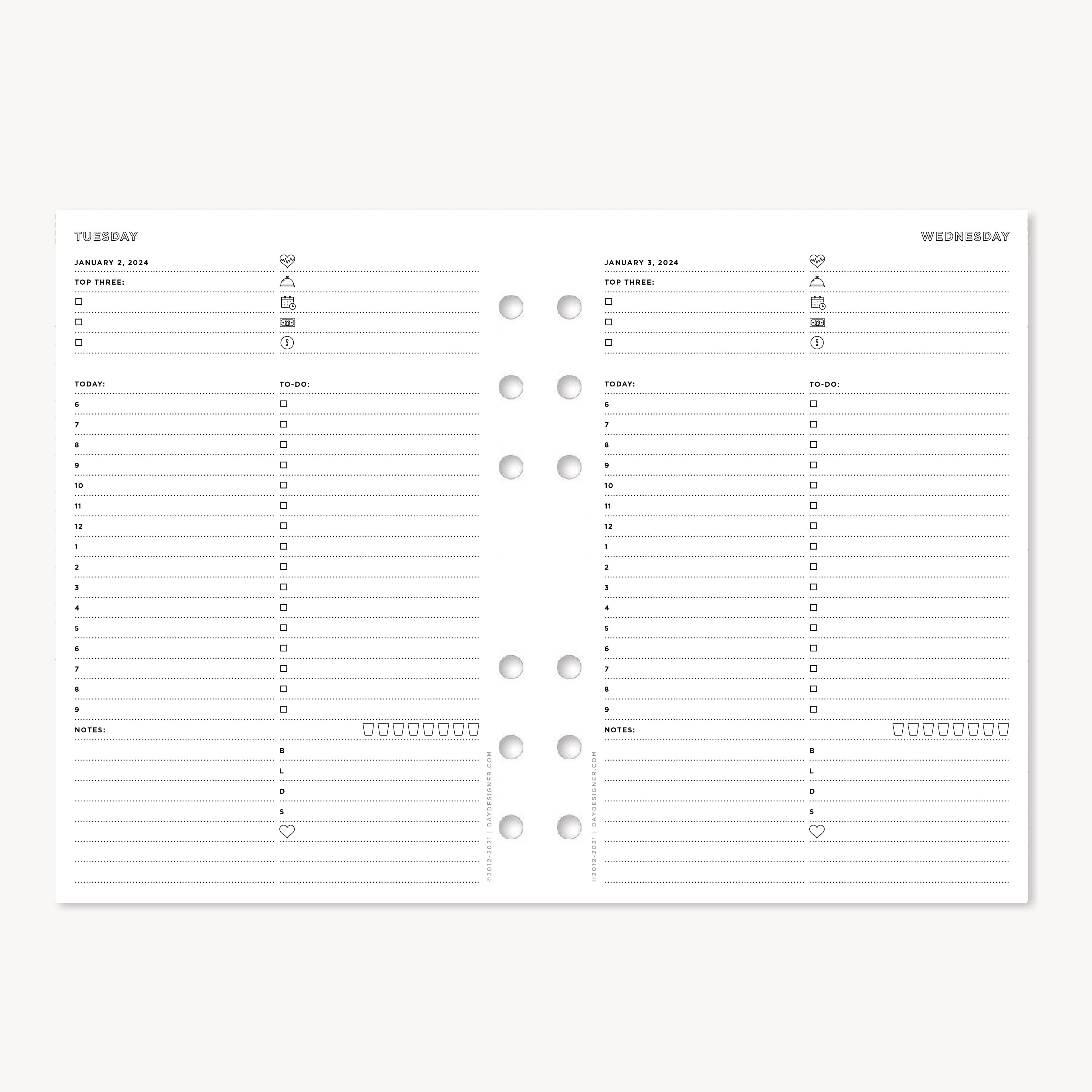 2024 Q1 Planning Pages A5 Planner Inserts Day Designer