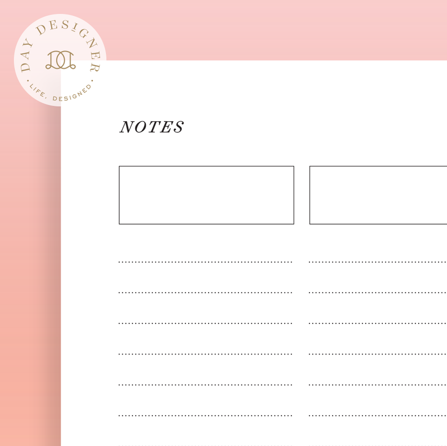 Close up image of lined notes printable on a pink background