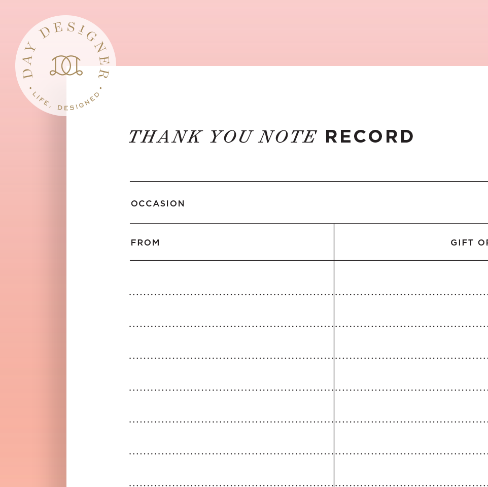 Free Thank You Note Tracker Printable