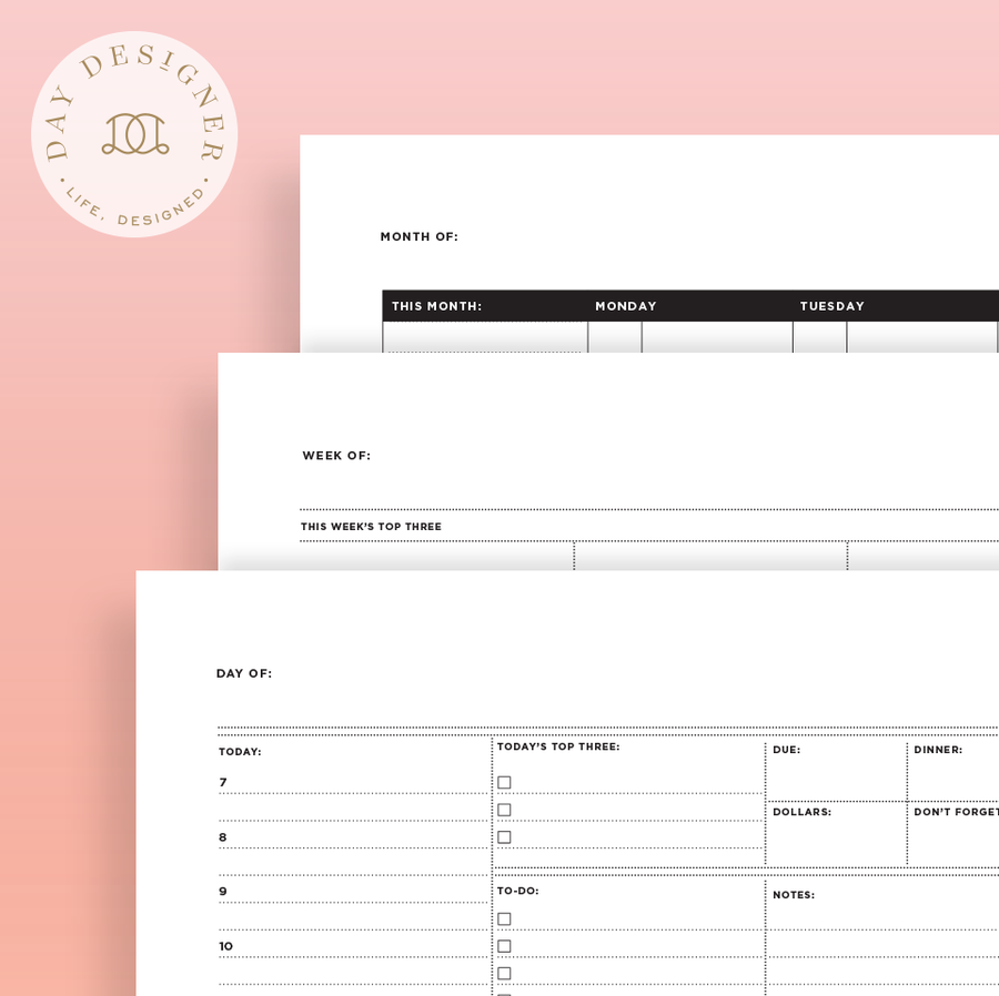 Daily, Weekly, and Monthly Planning Pages Printable