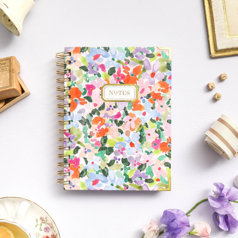 colorful painted floral pattern notebook