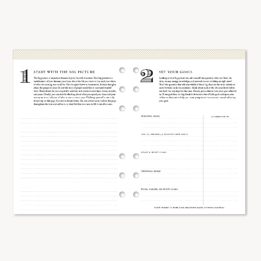 One and two goal setting pages