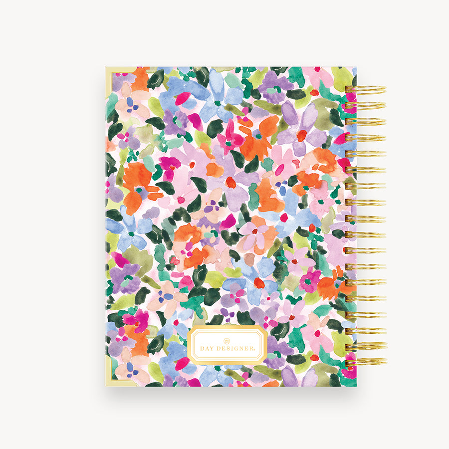 back of colorful floral notebook