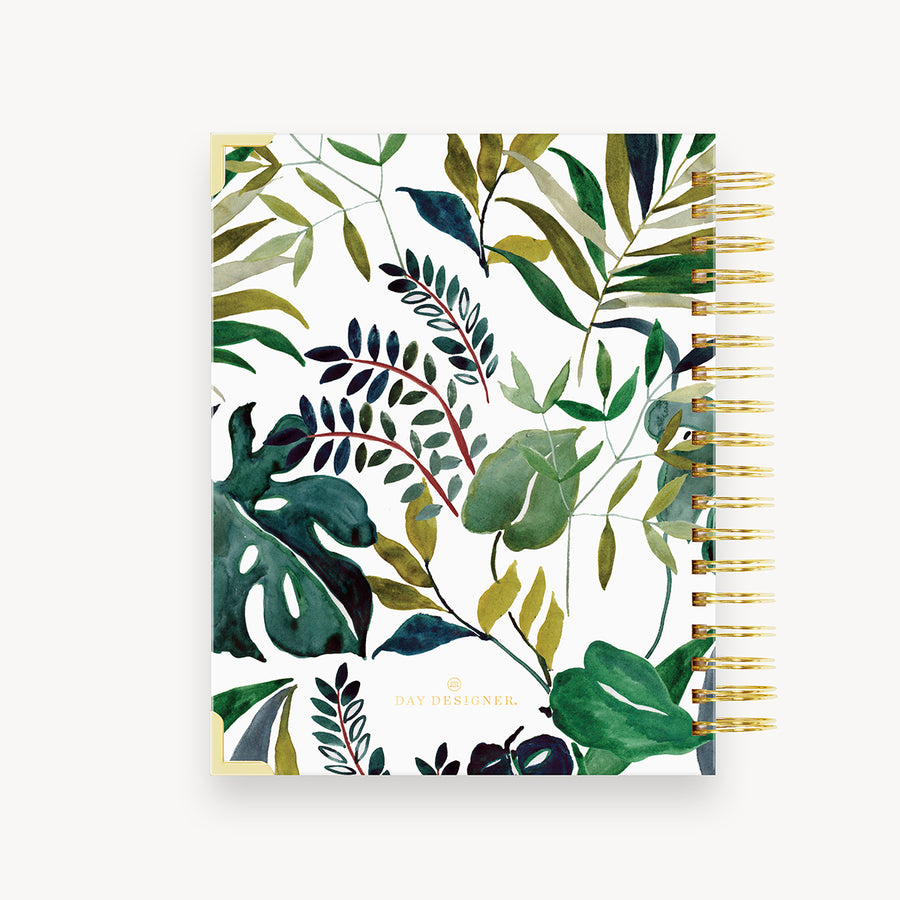 back of notebook with tropical pattern