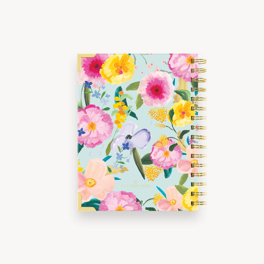 colorful painted floral design notebook back cover