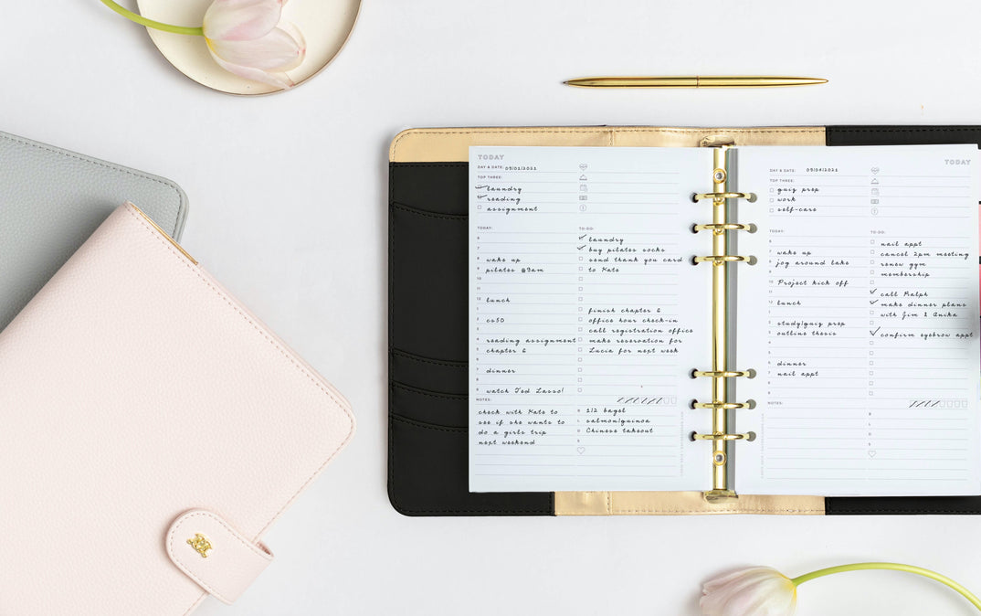 A5 Vegan Leather Planners | Refillable 6-Ring Binders Day Designer A5 Vegan Leather Planners | Refillable 6-Ring Binders Day Designer