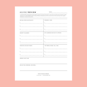 Free Monthly Review Printable