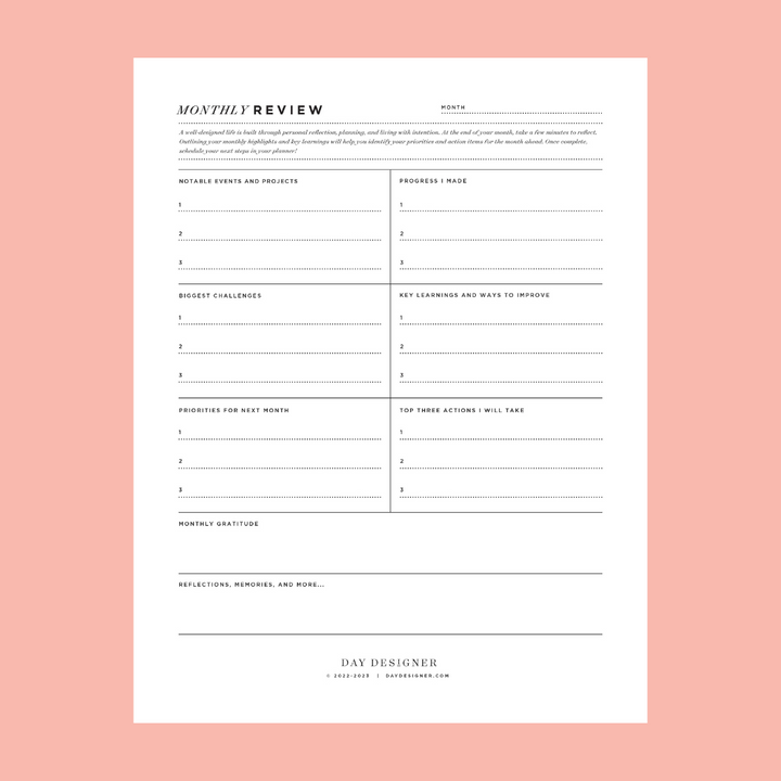 Free Monthly Review Printable