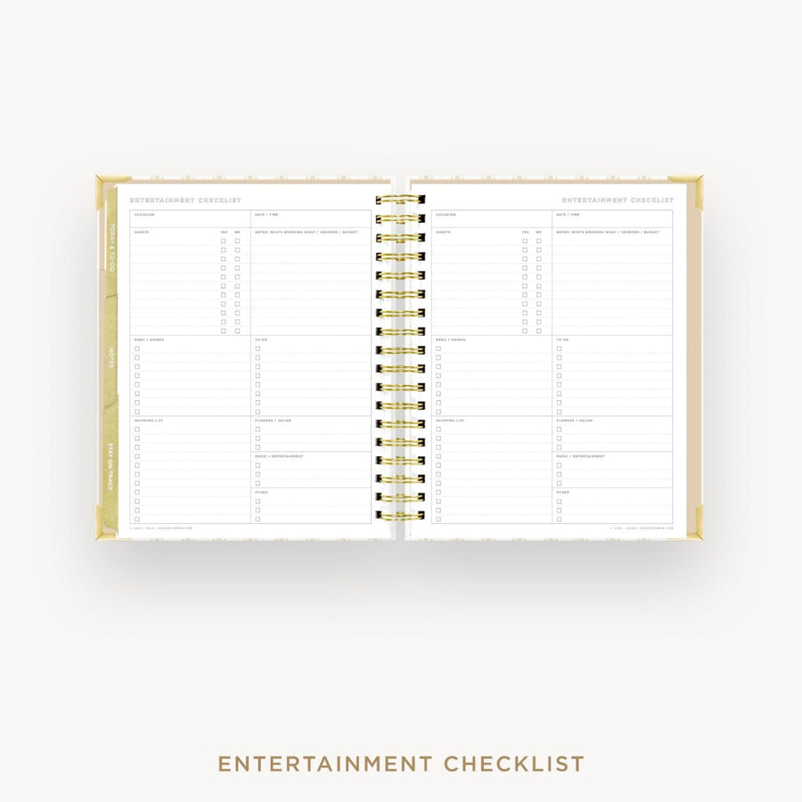 Day Designer 2026-27 weekly planner: Ticking Stripe cover with entertainment party planner