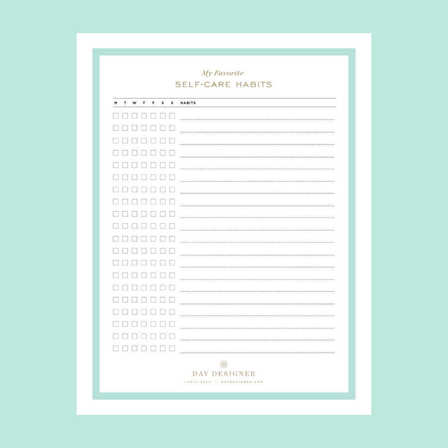 Free My Favorite Self-Care Habit Tracker Printable