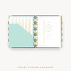 Day Designer 2024 daily planner: Black Stripe cover with pocket and gold stickers
