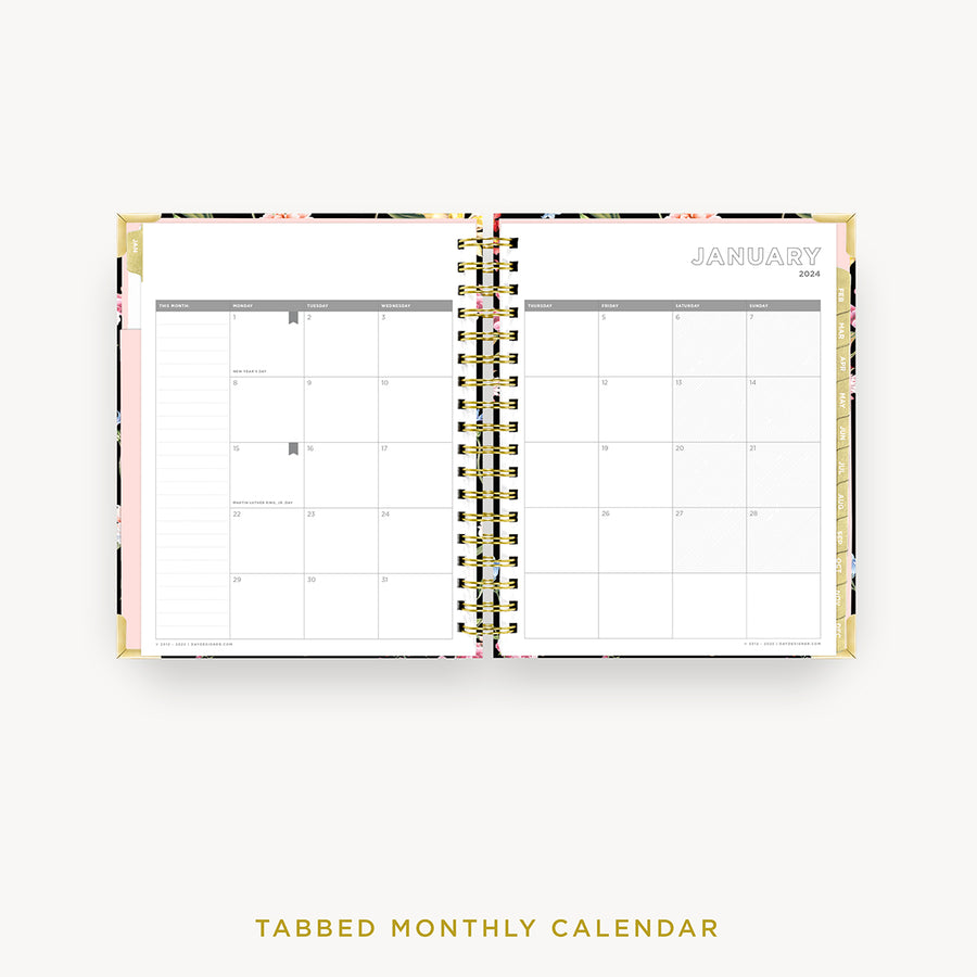 Day Designer 2024 daily planner: Wild Blooms cover with monthly calendar