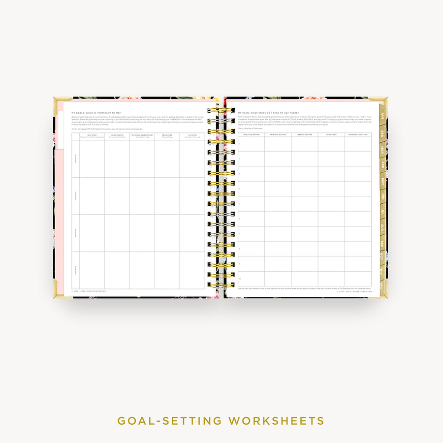 Day Designer 2024 daily planner: Wild Blooms cover with goals worksheet