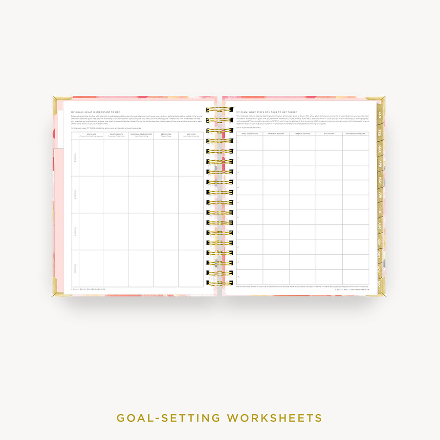 Day Designer 2024 daily planner: Sunset cover with goals worksheet