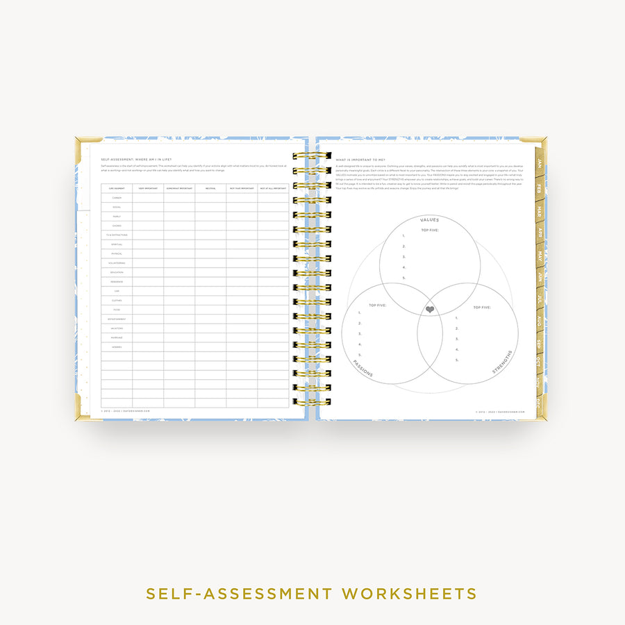 Day Designer 2024 daily planner: Annabel cover with self assessment worksheet