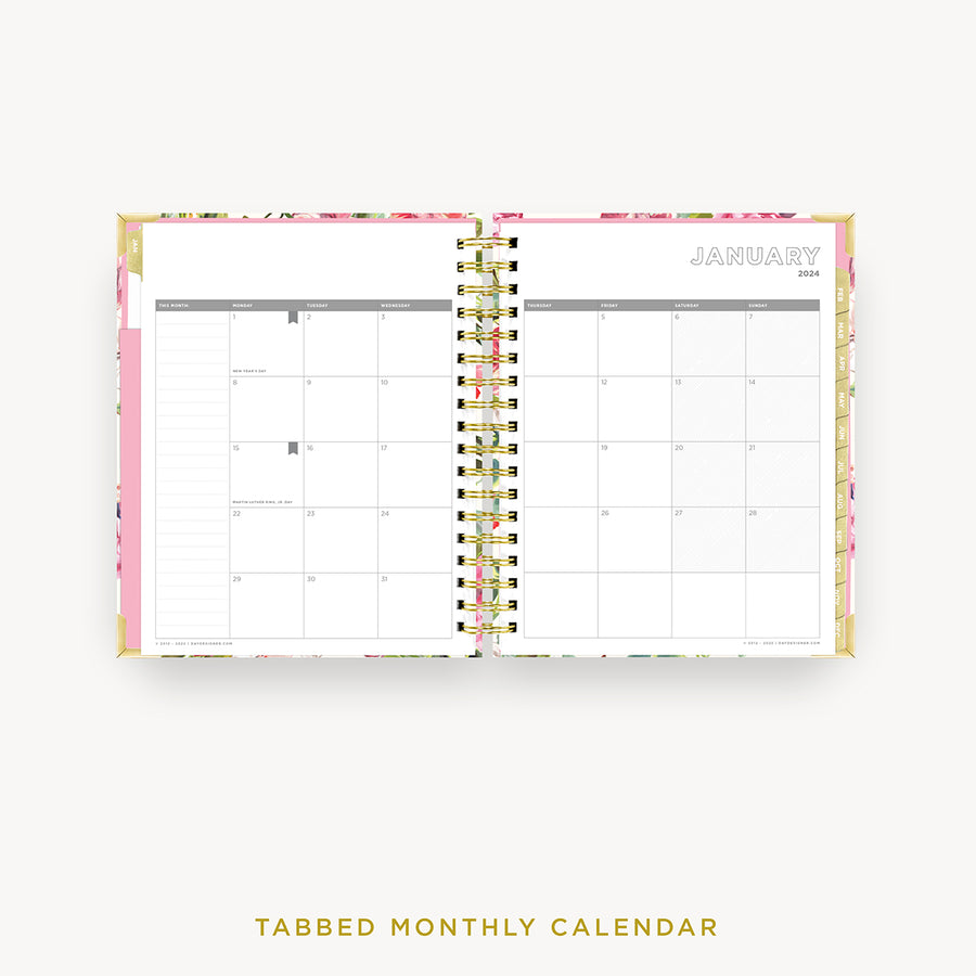 Day Designer 2024 daily planner: London Rose cover with monthly calendar
