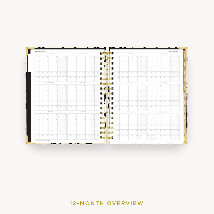 Day Designer 2024 daily planner: Painted Leopard cover with 12 month calendar