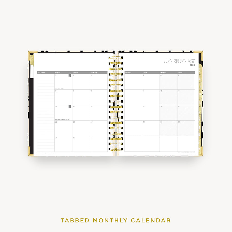 Day Designer 2024 daily planner: Painted Leopard cover with monthly calendar