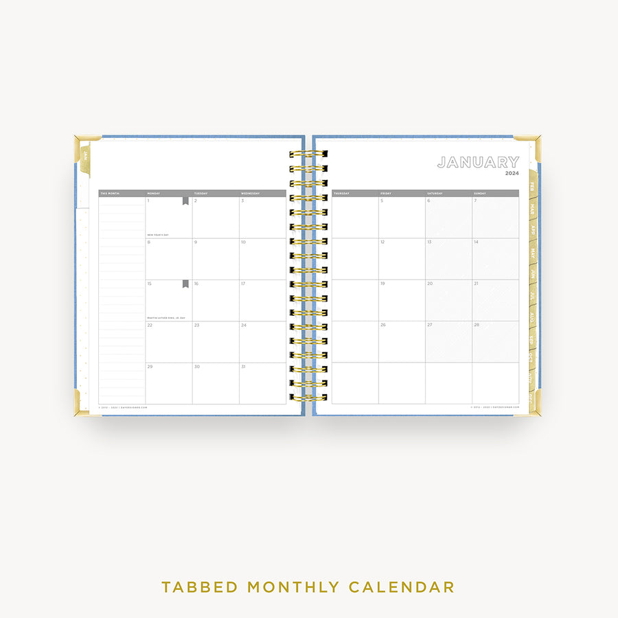 Day Designer 2024 daily planner: Chambray Bookcloth cover with monthly calendar