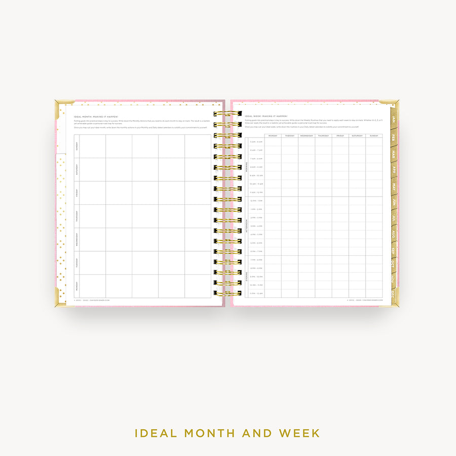 Day Designer 2024 daily planner: Peony Bookcloth cover with ideal week worksheet