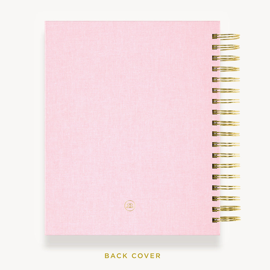 Day Designer 2024 daily planner: Peony Bookcloth back cover with gold detail