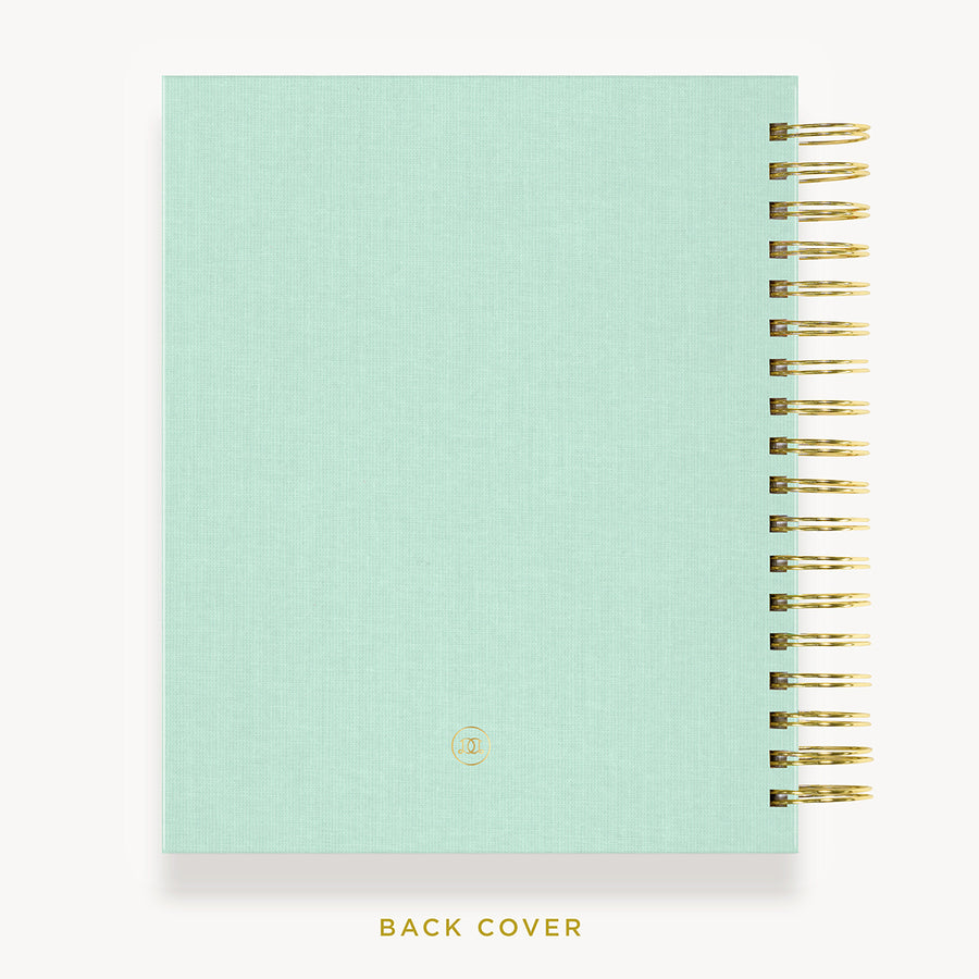 Day Designer 2024 daily planner: Sage Bookcloth back cover with gold detail
