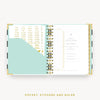Day Designer 2024 mini daily planner: Black Stripe cover with pocket and gold stickers