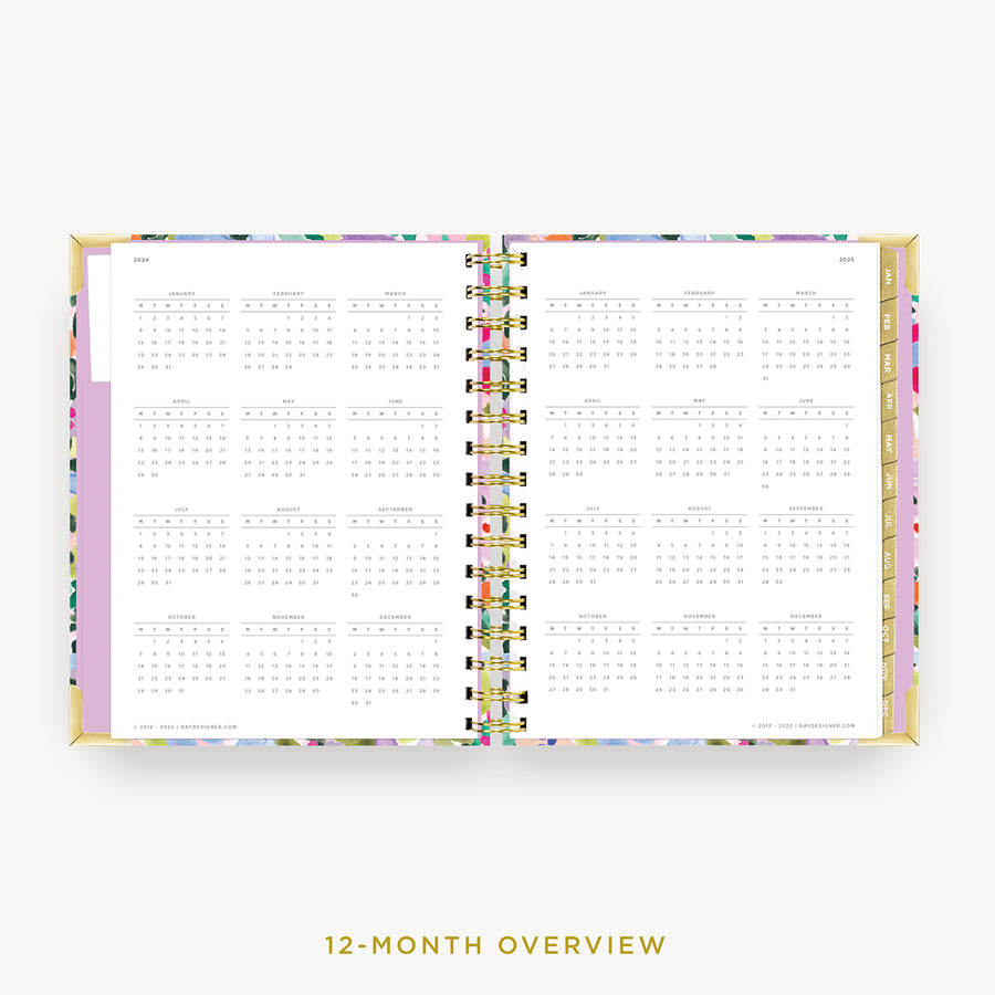 Day Designer 2024 mini daily planner: Blurred Spring cover with 12 month calendar
