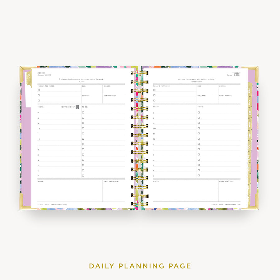 Day Designer 2024 mini daily planner: Blurred Spring cover with daily planning page