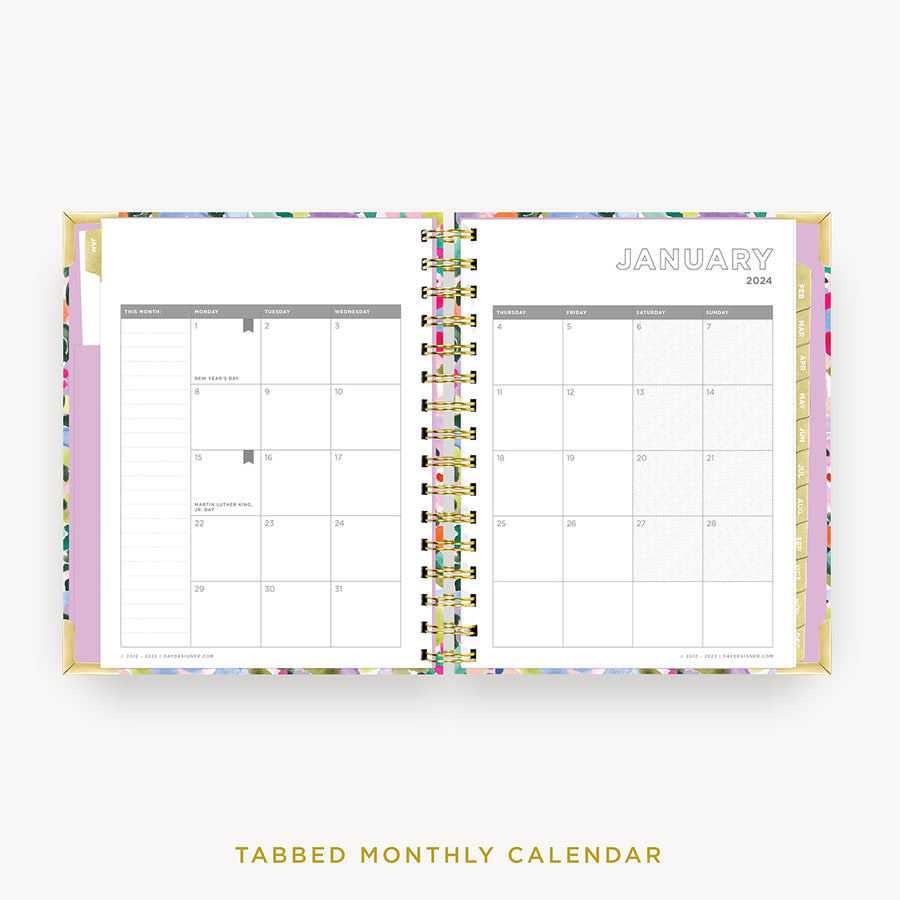 Day Designer 2024 mini daily planner: Blurred Spring cover with monthly calendar