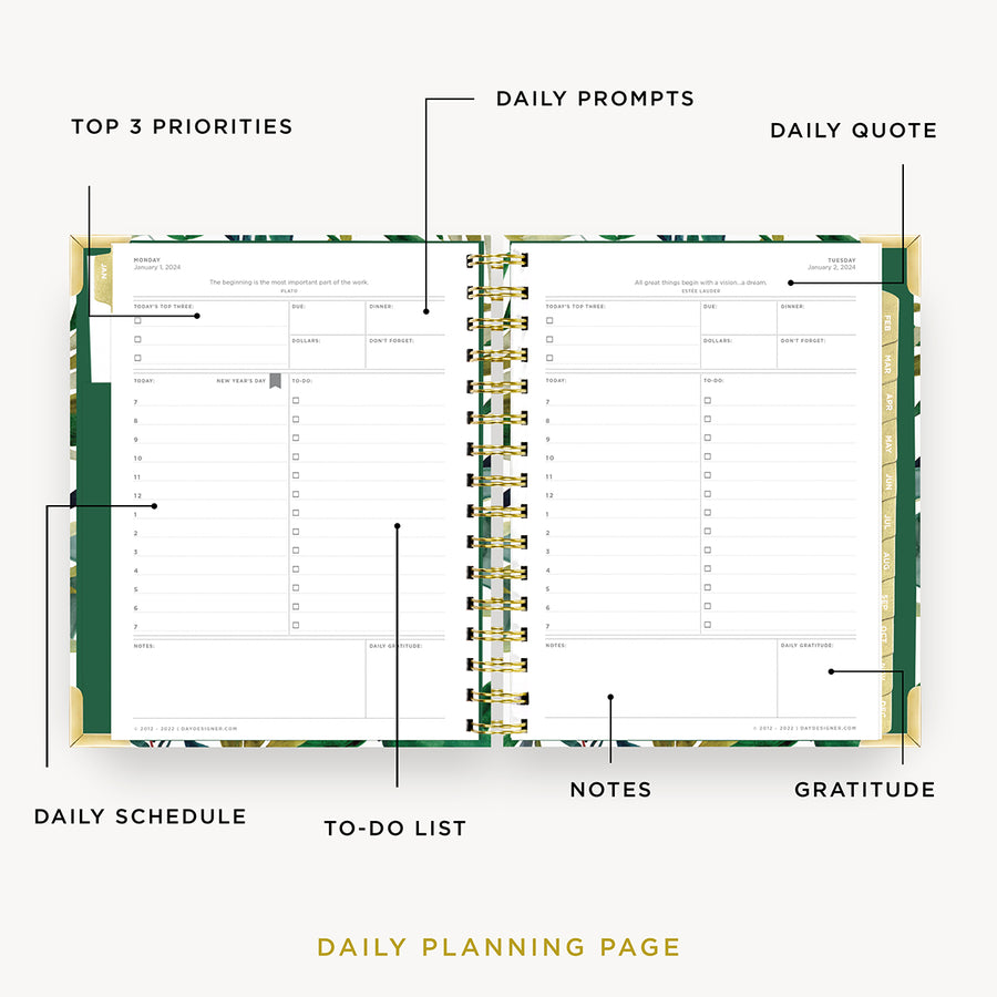 Day Designer 2024 mini daily planner: Bali opened with captions of contents