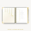 Day Designer 2024 mini daily planner: Charcoal Bookcloth cover with pocket and gold stickers