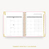 Day Designer 2024 mini daily planner: Peony Bookcloth cover with monthly calendar