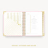 Day Designer 2024 mini daily planner: Peony Bookcloth cover with pocket and gold stickers