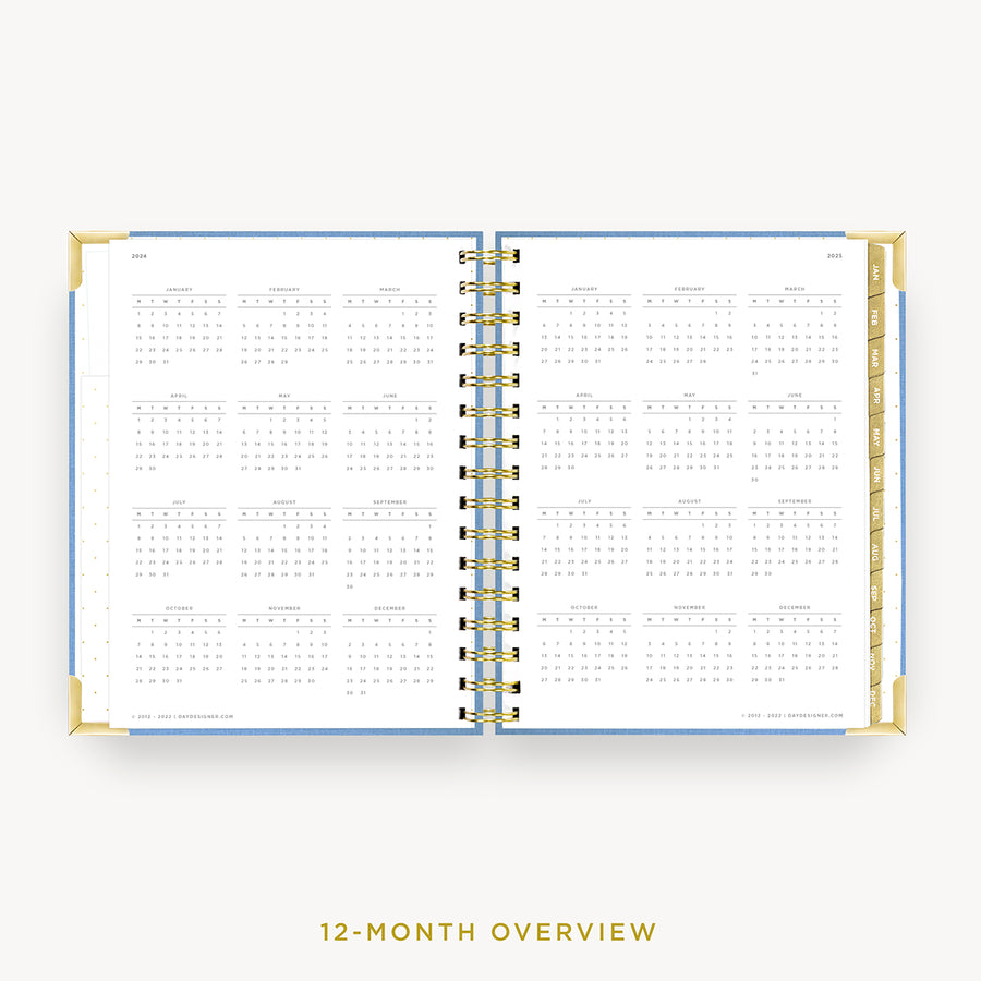 Day Designer 2024 mini daily planner: Chambray Bookcloth cover with 12 month calendar