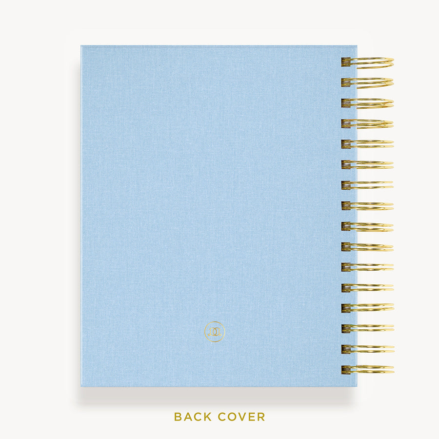 Day Designer 2024 mini daily planner: Chambray Bookcloth cover with back cover with gold detail